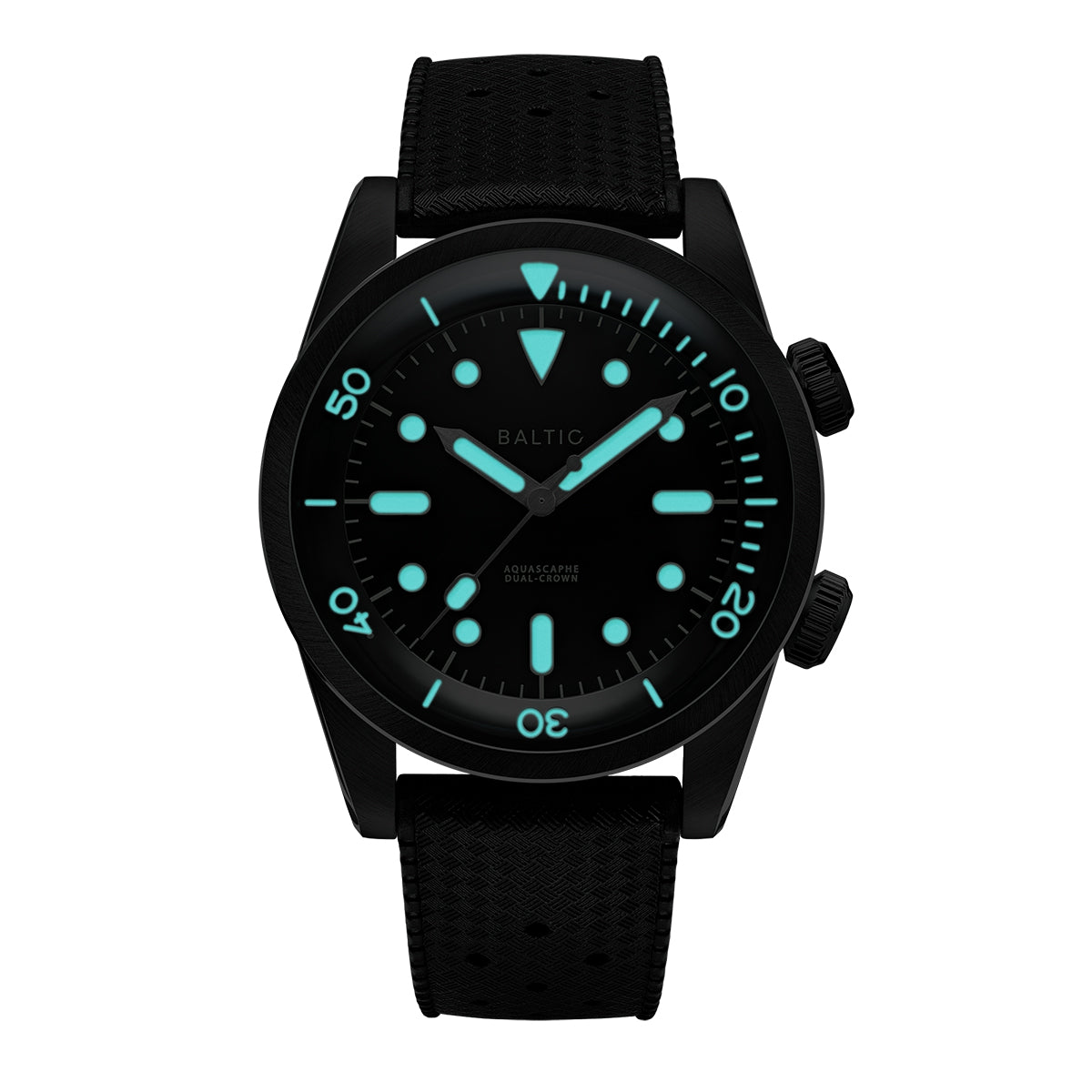 BALTIC AQUASCAPHE DUAL-CROWN PVD BLACK - Red Army Watches