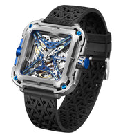 CIGA Design X-Series Titanium Cyber Blue Mechanical Skeleton Watch - Red Army Watches 