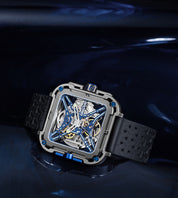 CIGA Design X-Series Titanium Cyber Blue Mechanical Skeleton Watch - Red Army Watches 