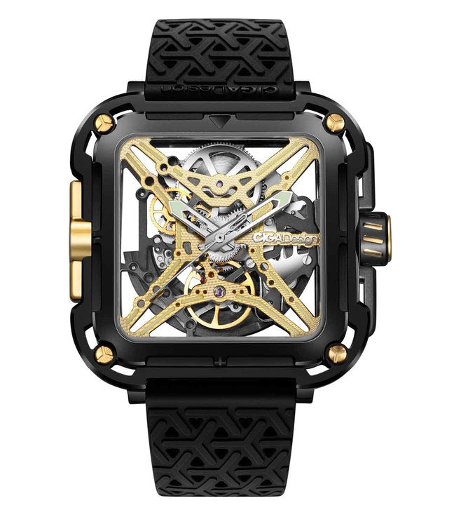 CIGA Design X-Series Titanium Black Gold Mechanical Skeleton Watch - Red Army Watches 