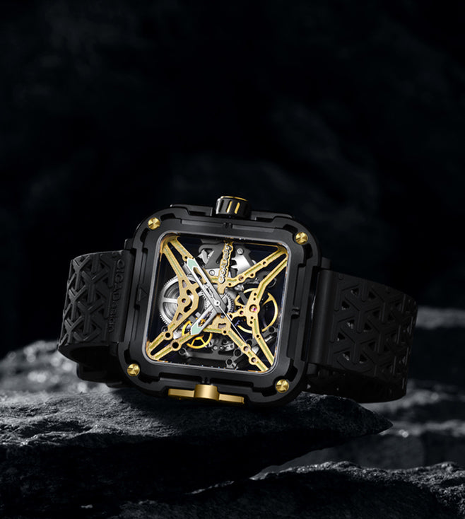 CIGA Design X-Series Titanium Black Gold Mechanical Skeleton Watch - Red Army Watches 