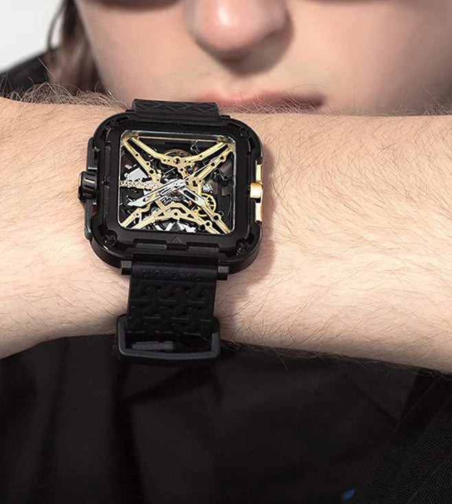 CIGA Design X-Series Titanium Black Gold Mechanical Skeleton Watch - Red Army Watches 
