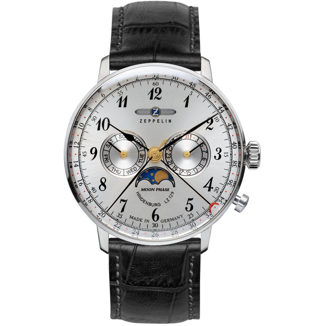 ZEPPELIN 7036-1 Series LZ129 Hindenburg Moonphase Silver - Red Army Watches Malaysia