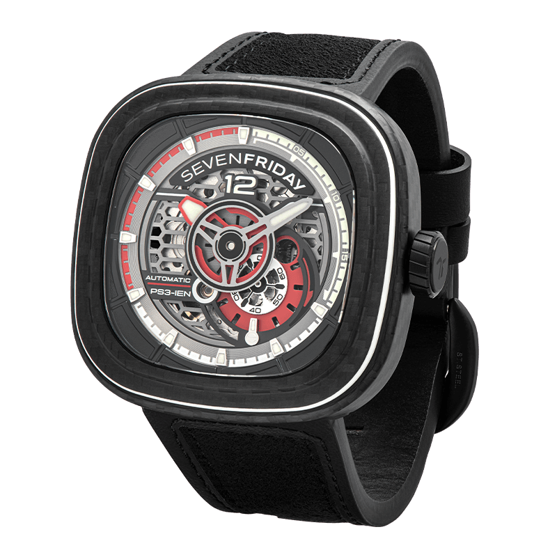 SEVENFRIDAY PS3/02 "RUBY CARBON" - Red Army Watches 