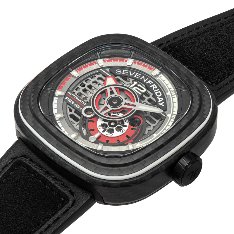 SEVENFRIDAY PS3/02 "RUBY CARBON" - Red Army Watches 