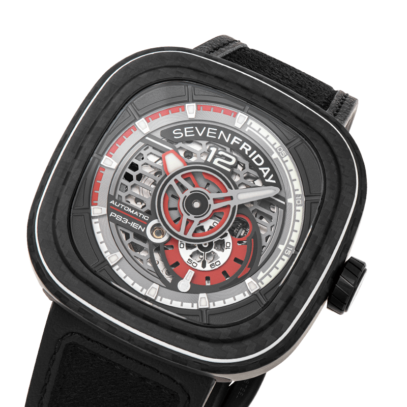 SEVENFRIDAY PS3/02 "RUBY CARBON" - Red Army Watches 