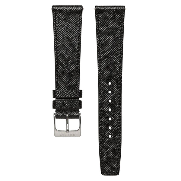 BALTIC STITCHED STRAP SAFFIANO-BLACK - Red Army Watches 