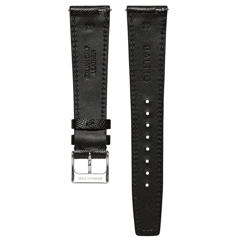 BALTIC STITCHED STRAP SAFFIANO-BLACK - Red Army Watches 