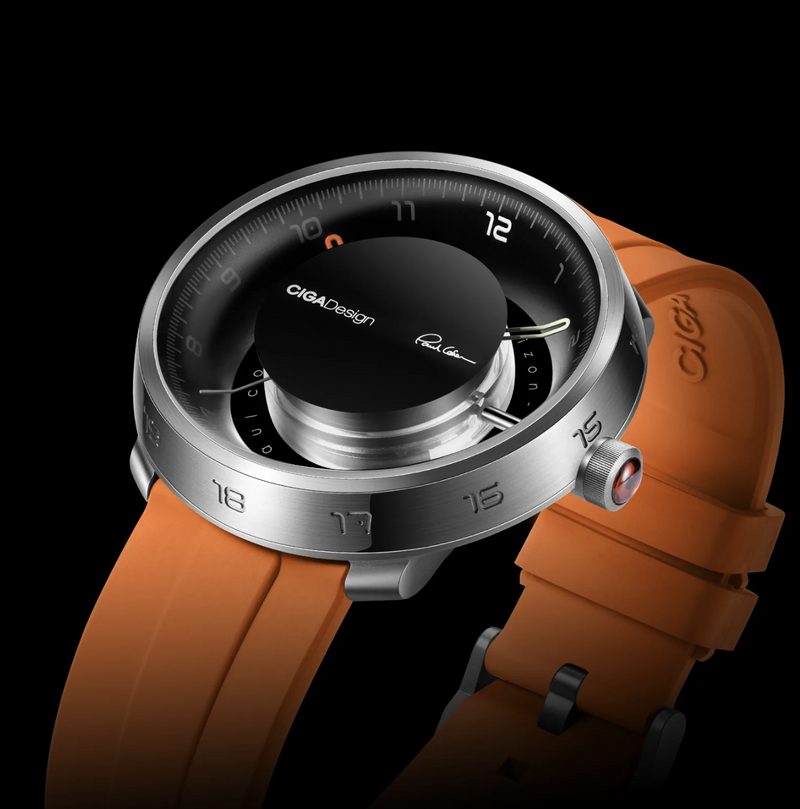 CIGA Design U-Series Black Hole Titanium Mechanical Watch (Orange) - Red Army Watches 