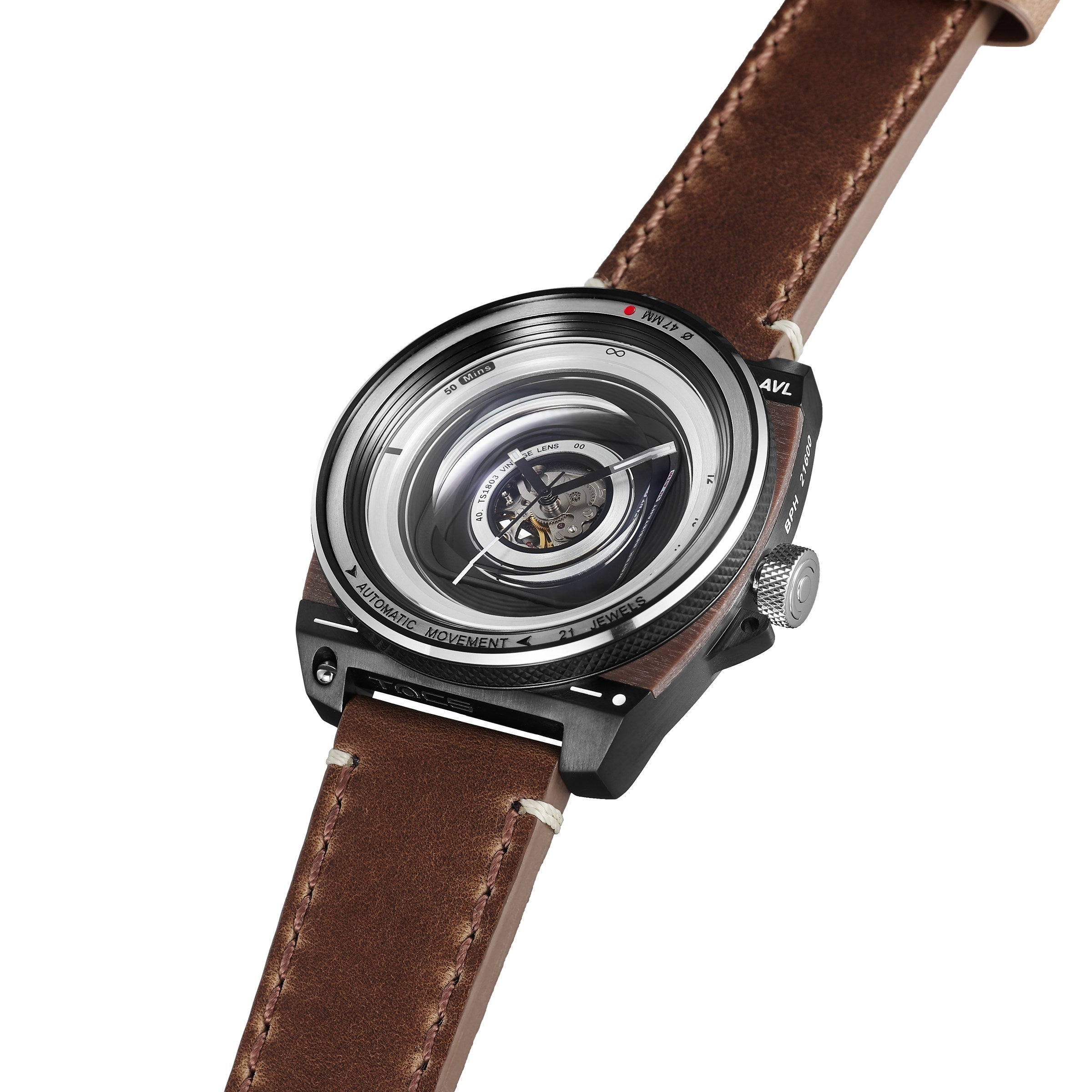 TACS Automatic Vintage Lens II - Telephoto Leather - Red Army Watches Malaysia