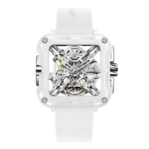 CIGA Design X-Series Ceramic Mechanical Skeleton Wristwatch White - Red Army Watches 