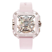 CIGA Design X-Series Ceramic Mechanical Skeleton Wristwatch Pink - Red Army Watches 