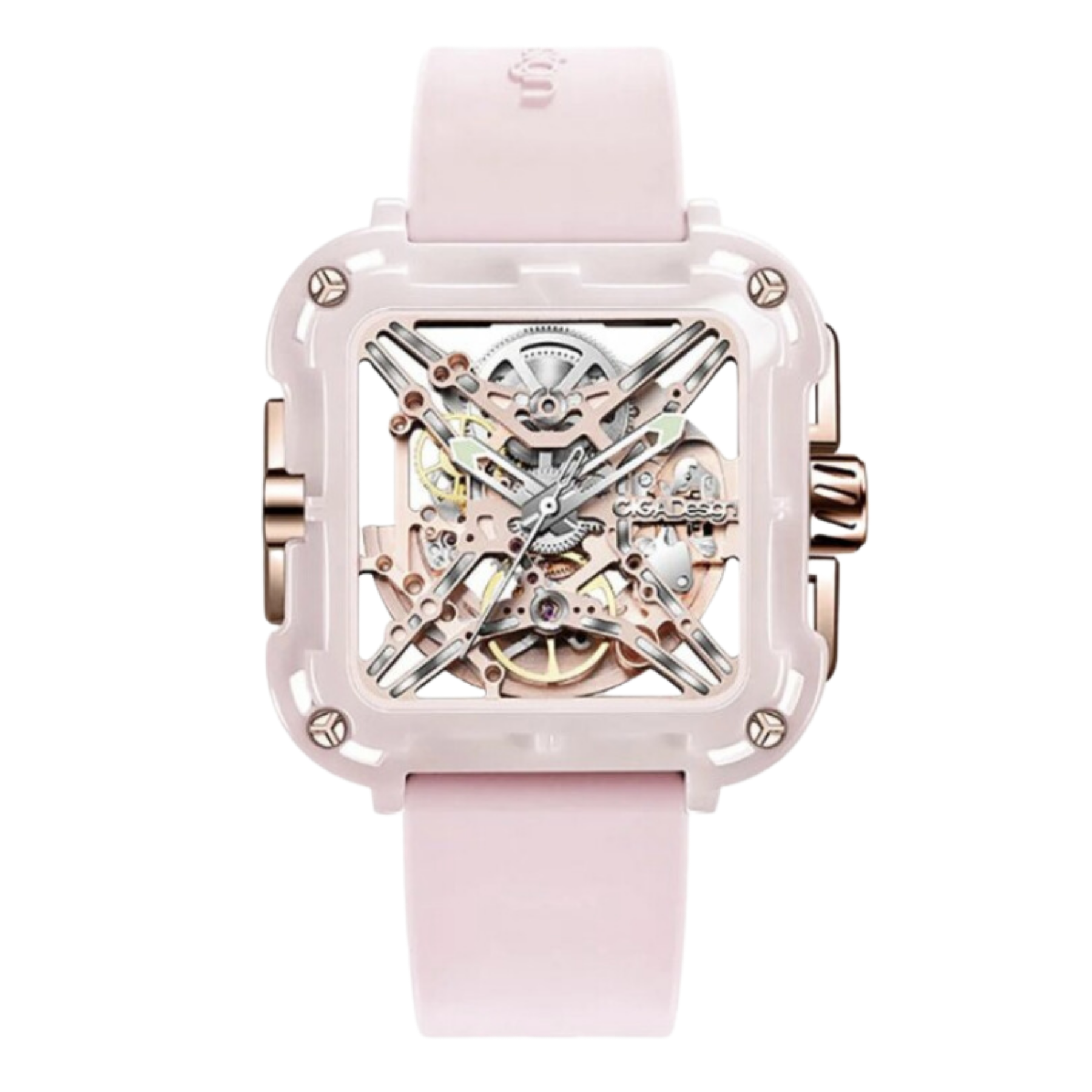CIGA Design X-Series Ceramic Mechanical Skeleton Wristwatch Pink - Red Army Watches 