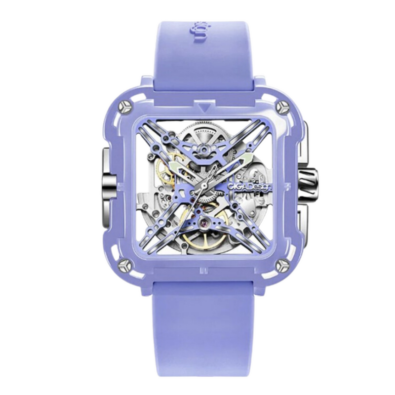 CIGA Design X-Series Ceramic Mechanical Skeleton Wristwatch Purple - Red Army Watches 