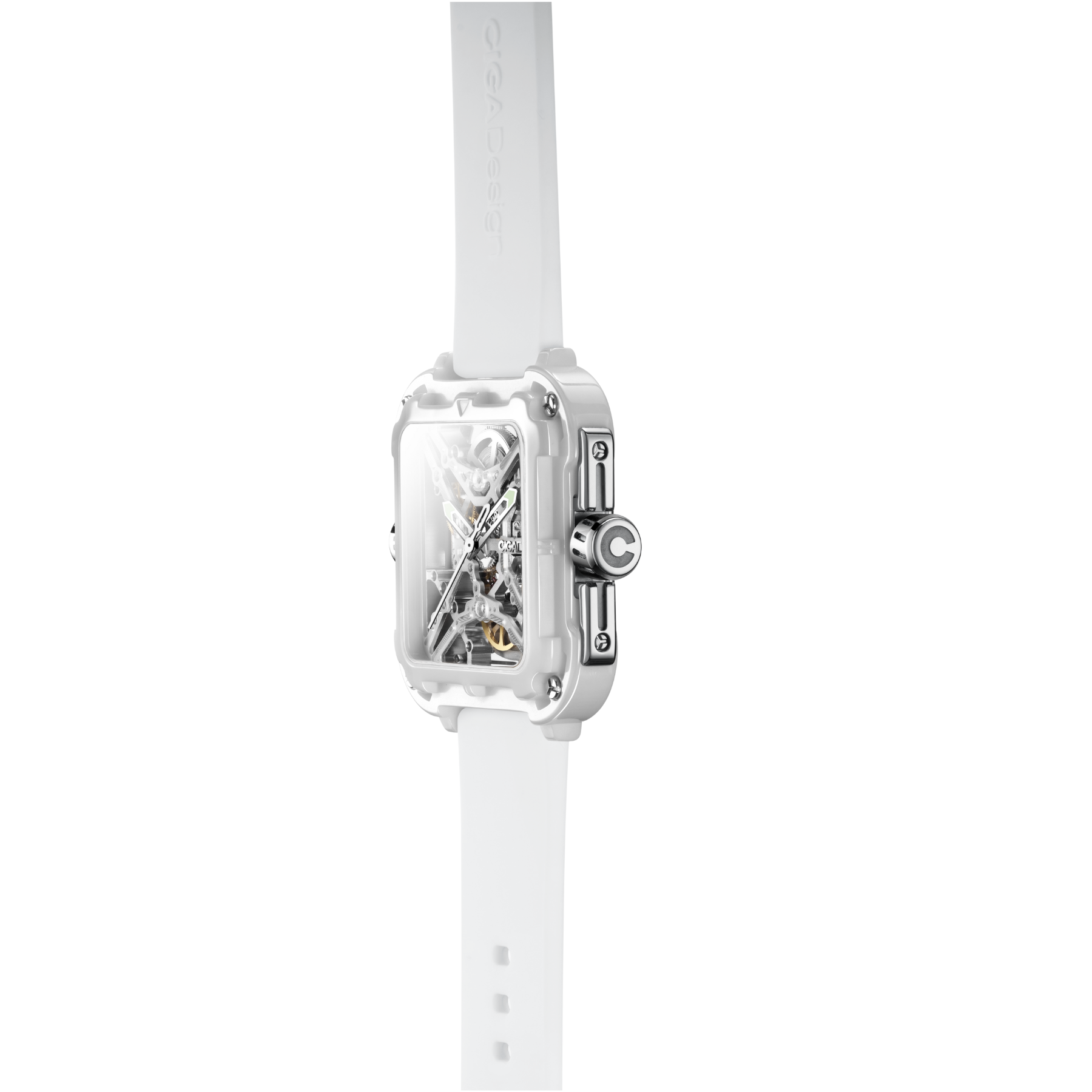 CIGA Design X-Series Ceramic Mechanical Skeleton Wristwatch White - Red Army Watches 