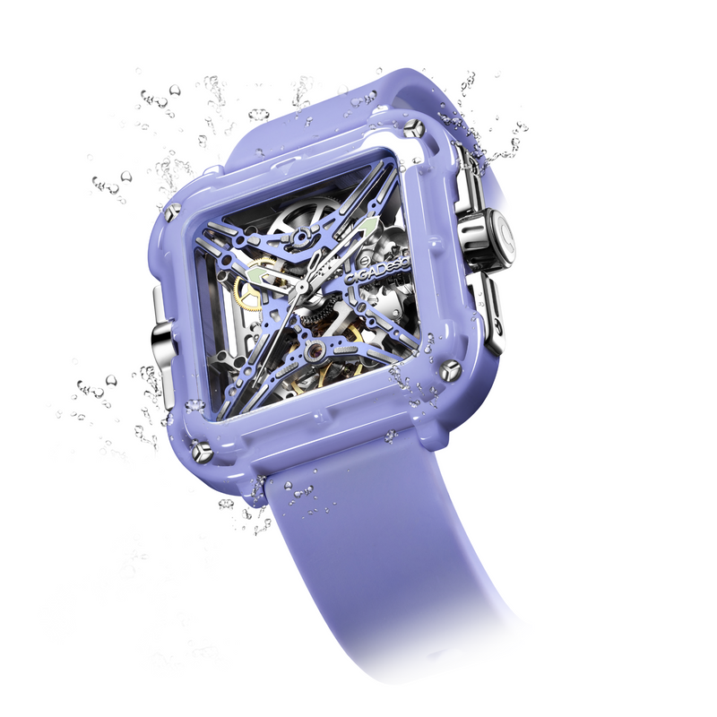 CIGA Design X-Series Ceramic Mechanical Skeleton Wristwatch Purple - Red Army Watches 