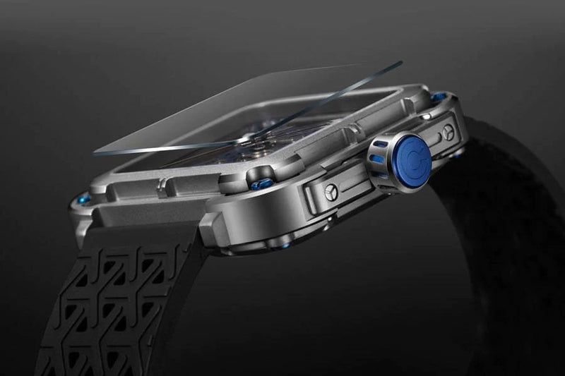 CIGA Design X-Series Titanium Cyber Blue Mechanical Skeleton Watch - Red Army Watches 